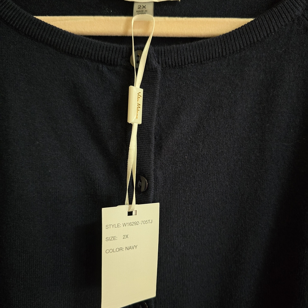 Milano Navy Blue Short-Sleeve Button Cardigan - Picture 3 of 3